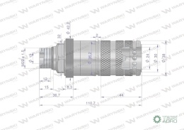 Szybkozłącze hydrauliczne zrywalne seria WIA3CV (3CFPV) 68 l/min gniazdo M22x1.5 gwint zewnętrzny EURO PUSH-PULL (ISO 7241-A) Wa