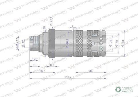 Szybkozłącze hydrauliczne zrywalne seria WIA3CV (3CFPV) 68 l/min gniazdo M22x1.5 gwint zewnętrzny EURO PUSH-PULL (ISO 7241-A) Wa Szybkozłącze hydrauliczne zrywalne seria WIA3CV (3CFPV) 68 l/min gniazdo M22x1.5 gwint zewnętrzny EURO PUSH-PULL (ISO 7241-A) Wa