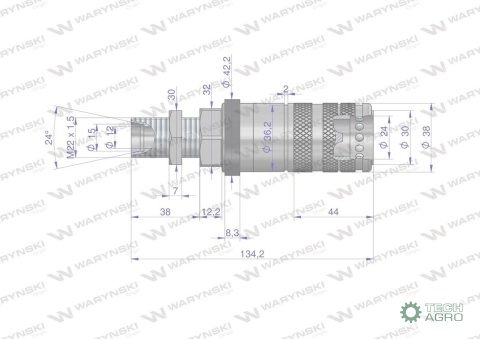 Szybkozłącze hydrauliczne zrywalne seria WIA3CV (3CFPV) 68 l/min gniazdo long M22x1.5 gwint zewnętrzny EURO PUSH-PULL (ISO 7241- Szybkozłącze hydrauliczne zrywalne seria WIA3CV (3CFPV) 68 l/min gniazdo long M22x1.5 gwint zewnętrzny EURO PUSH-PULL (ISO 7241-