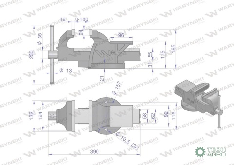 Imadło ślusarskie ciężkie z żeliwasferoidalnego stałe 125 mm Waryński Imadło ślusarskie ciężkie z żeliwasferoidalnego stałe 125 mm Waryński