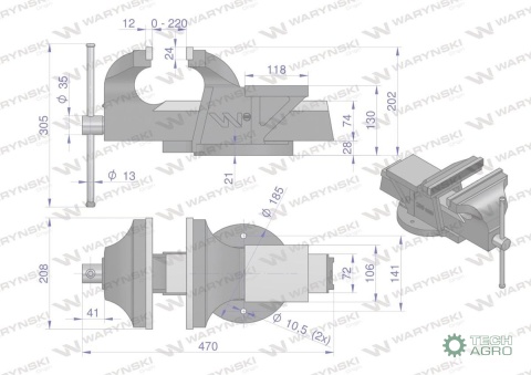 Imadło ślusarskie ciężkie z żeliwasferoidalnego stałe 200 mm Waryński Imadło ślusarskie ciężkie z żeliwasferoidalnego stałe 200 mm Waryński