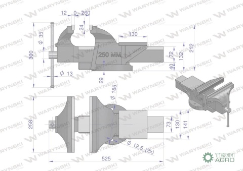 Imadło ślusarskie ciężkie z żeliwasferoidalnego stałe 250 mm Waryński Imadło ślusarskie ciężkie z żeliwasferoidalnego stałe 250 mm Waryński