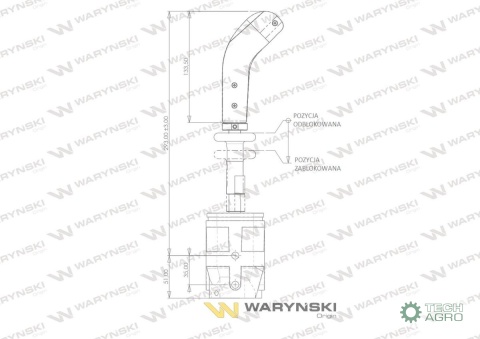 Joystick pod linki zakończone widełkami bez przełącznika (bez przycisku. na widełki IP-6046) Waryński Joystick pod linki zakończone widełkami bez przełącznika (bez przycisku. na widełki IP-6046) Waryński