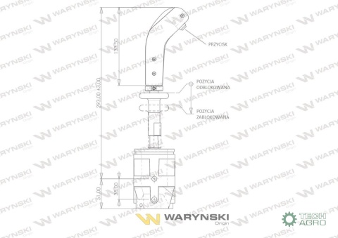 Joystick pod linki zakończone widełkami z 1 przełącznikiem (z przyciskiem na widełki IP-6029. JOYSTIKW) Waryński Joystick pod linki zakończone widełkami z 1 przełącznikiem (z przyciskiem na widełki IP-6029. JOYSTIKW) Waryński