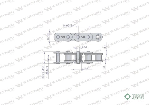 Łańcuch rolkowy 12B-1-90Ps zastosowanie Bizon 5040995850 Waryński Łańcuch rolkowy 12B-1-90Ps zastosowanie Bizon 5040995850 Waryński