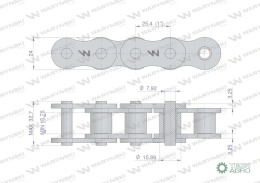 Łańcuch rolkowy 16A-1 ANSI A 80 (R1 1) Waryński ( sprzedawane po 10m )