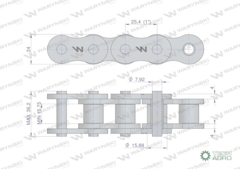 Łańcuch rolkowy 16AH-1 ANSI A 80H (R1 1) Waryński ( sprzedawane po 10m ) Łańcuch rolkowy 16AH-1 ANSI A 80H (R1 1) Waryński ( sprzedawane po 10m )