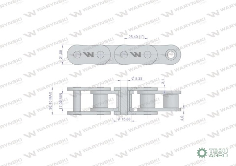Łańcuch rolkowy 16B-1 (R1 1) 5 m Waryński Łańcuch rolkowy 16B-1 (R1 1) 5 m Waryński