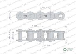 Łańcuch rolkowy 16BX-1 (R1 1) 5 m Waryński
