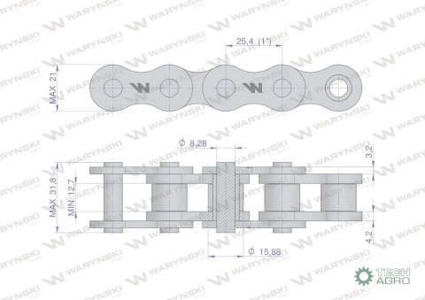Łańcuch rolkowy 16BX-1 (R1 1) 5 m Waryński Łańcuch rolkowy 16BX-1 (R1 1) 5 m Waryński