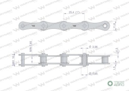 Łańcuch rolkowy 2040 208A (R1 1) 5 m Waryński