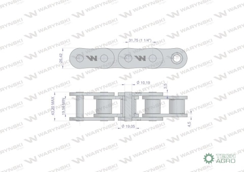 Łańcuch rolkowy 20B-1 (R1 1.1/4) 5 m Waryński Łańcuch rolkowy 20B-1 (R1 1.1/4) 5 m Waryński