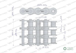 Łańcuch rolkowy wzmocniony 10A-3 ANSI A 50 (R3 5/8) 5 m Waryński