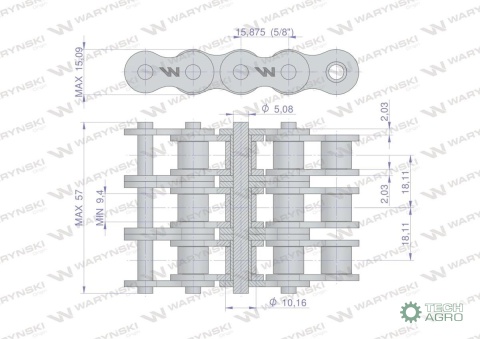Łańcuch rolkowy wzmocniony 10A-3 ANSI A 50 (R3 5/8) 5 m Waryński Łańcuch rolkowy wzmocniony 10A-3 ANSI A 50 (R3 5/8) 5 m Waryński