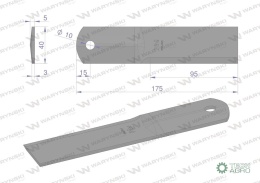 Nóż stały rozdrabniacz słomy sieczkarnia BIZON SUPER Płock Wągrowiec zastosowanie R6 5110700170 fi-10 WARYŃSKI ( sprzedawane po 