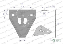 Nóż żniwny 80x76x2.7mm otwór 7 zastosowanie 3BF0010AB1 Olimag WARYŃSKI ( sprzedawane po 25 )