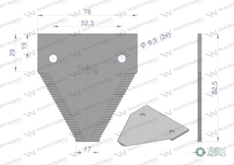 Nóż żniwny 82x76x2.8mm otwór 6.3 zastosowanie 321219850 Laverda WARYŃSKI ( sprzedawane po 25 ) Nóż żniwny 82x76x2.8mm otwór 6.3 zastosowanie 321219850 Laverda WARYŃSKI ( sprzedawane po 25 )