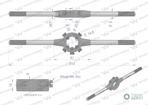 Oprawka 25x9 do narzynek ręcznych M7-M9 Waryński Oprawka 25x9 do narzynek ręcznych M7-M9 Waryński