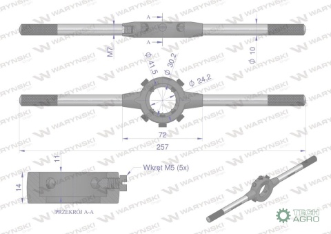 Oprawka 30x11 do narzynek ręcznych M10-M11 Waryński Oprawka 30x11 do narzynek ręcznych M10-M11 Waryński