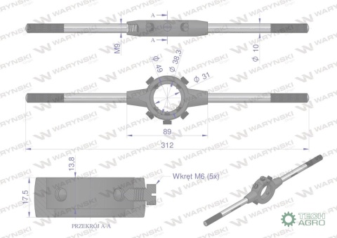 Oprawka 38x14 do narzynek ręcznych M12-M14 Waryński Oprawka 38x14 do narzynek ręcznych M12-M14 Waryński