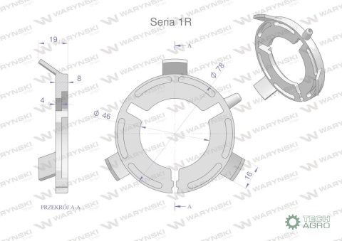 Plastikowe łożyska do obudowy wału zestaw 73x46mm x 2 szt. Seria 1R Waryński Plastikowe łożyska do obudowy wału zestaw 73x46mm x 2 szt. Seria 1R Waryński