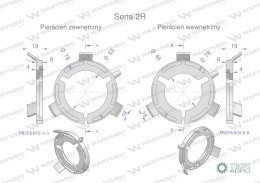 Plastikowe łożyska do obudowy wału zestaw 73x46mm i 73x53mm Seria 2R Waryński