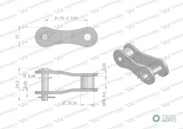 Półogniwo łańcucha 2050 210A (R1 1.1/4) Waryński ( sprzedawane po 5 )