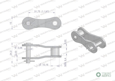 Półogniwo łańcucha 2050 210A (R1 1.1/4) Waryński ( sprzedawane po 5 ) Półogniwo łańcucha 2050 210A (R1 1.1/4) Waryński ( sprzedawane po 5 )
