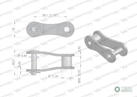 Półogniwo łańcucha 2060 212A (R1 1.1/2) Waryński ( sprzedawane po 5 ) Półogniwo łańcucha 2060 212A (R1 1.1/2) Waryński ( sprzedawane po 5 )