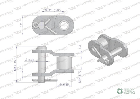 Półogniwo łańcucha P06B-1 (R1 3/8) Waryński ( sprzedawane po 10 ) Półogniwo łańcucha P06B-1 (R1 3/8) Waryński ( sprzedawane po 10 )