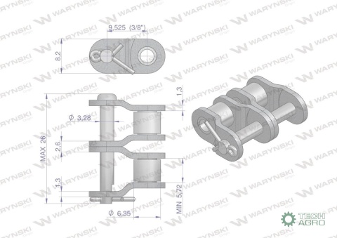 Półogniwo łańcucha P06B-2 (R2 3/8) Waryński ( sprzedawane po 10 ) Półogniwo łańcucha P06B-2 (R2 3/8) Waryński ( sprzedawane po 10 )
