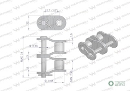 Półogniwo łańcucha P08B-2 (R2 1/2) Waryński ( sprzedawane po 10 )