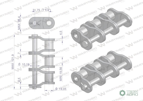 Półogniwo łańcucha P20B-3 (R3 1.1/4) Waryński ( sprzedawane po 3 ) Półogniwo łańcucha P20B-3 (R3 1.1/4) Waryński ( sprzedawane po 3 )