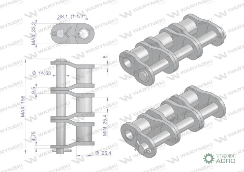 Półogniwo łańcucha P24B-3 (R3 1.1/2) Waryński