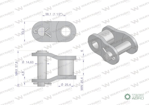 Półogniwo łańcucha P24B1 (R1 1.1/2) Waryński ( sprzedawane po 2 ) Półogniwo łańcucha P24B1 (R1 1.1/2) Waryński ( sprzedawane po 2 )