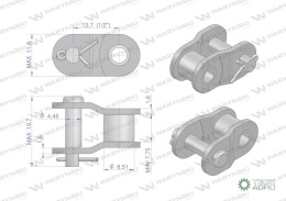 Półogniwo łańcucha prosta płytka P08B-1 (R1 1/2) Waryński ( sprzedawane po 10 )