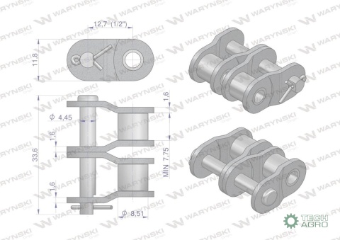 Półogniwo łańcucha prosta płytka P08B-2 (R2 1/2) Waryński ( sprzedawane po 10 ) Półogniwo łańcucha prosta płytka P08B-2 (R2 1/2) Waryński ( sprzedawane po 10 )