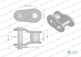 Półogniwo łańcucha wzmocnione P10A-1 ANSI A 50 (R1 5/8) Waryński