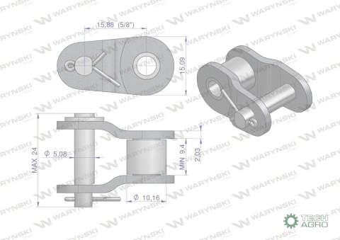 Półogniwo łańcucha wzmocnione P10A-1 ANSI A 50 (R1 5/8) Waryński Półogniwo łańcucha wzmocnione P10A-1 ANSI A 50 (R1 5/8) Waryński