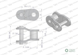 Półogniwo łańcucha wzmocnione P16A-1 ANSI A 80 (R1 1) Waryński ( sprzedawane po 10 )