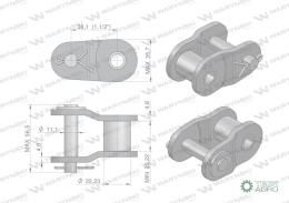 Półogniwo łańcucha wzmocnione P24A-1 ANSI A 120 (R1 1.1/2) Waryński ( sprzedawane po 2 )
