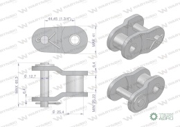 Półogniwo łańcucha wzmocnione P28AH-1 ANSI A 140H (R1 1.3/4) Waryński