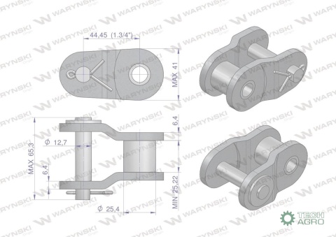 Półogniwo łańcucha wzmocnione P28AH-1 ANSI A 140H (R1 1.3/4) Waryński Półogniwo łańcucha wzmocnione P28AH-1 ANSI A 140H (R1 1.3/4) Waryński