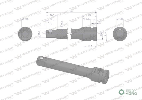 Przedłużka do nasadek udarowych 1/2" 125mm. CrMo. Waryński Przedłużka do nasadek udarowych 1/2" 125mm. CrMo. Waryński