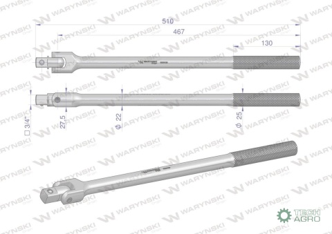 Rękojeść przegubowa 3/4 CrV Waryński 480mm Rękojeść przegubowa 3/4 CrV Waryński 480mm