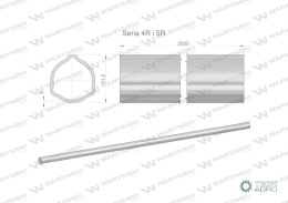 Rura trójkątna zewnętrzna Seria 4R i 5R do wału przegubowo-teleskopowego 51.5x3mm 2m WARYŃSKI (sprzedawane po 2)