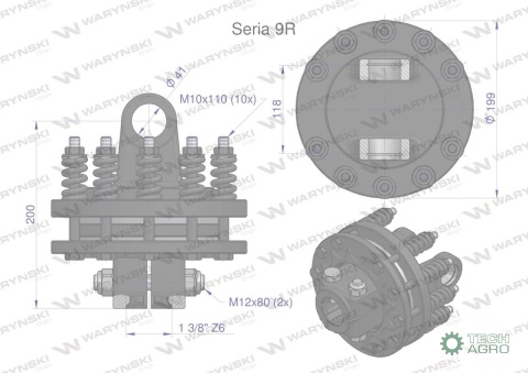 Sprzęgło cierne wału Seria 9R 1700Nm - 1 3/8 Z6 WARYŃSKI Sprzęgło cierne wału Seria 9R 1700Nm - 1 3/8 Z6 WARYŃSKI