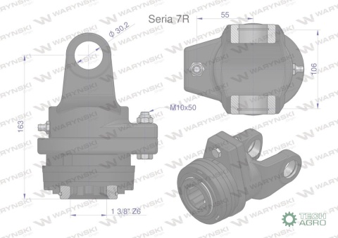 Sprzęgło na kołek wału Seria 7R 2700Nm - 30x106 - 1 3/8 Z6 WARYŃSKI Sprzęgło na kołek wału Seria 7R 2700Nm - 30x106 - 1 3/8 Z6 WARYŃSKI