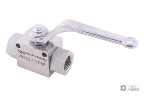 Zawór kulowy hydrauliczny 2-drogowy 2/2 - 1/2"BSP z otworami mocującymi 500 bar Waryński