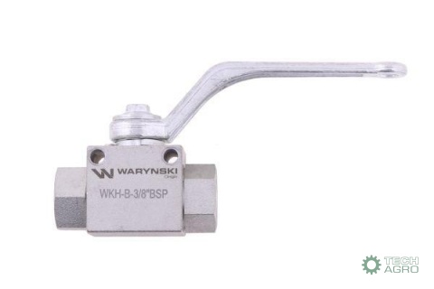 Zawór kulowy hydrauliczny 2-drogowy 2/2 - 3/8"BSP z otworami mocującymi 500 bar Waryński Zawór kulowy hydrauliczny 2-drogowy 2/2 - 3/8"BSP z otworami mocującymi 500 bar Waryński